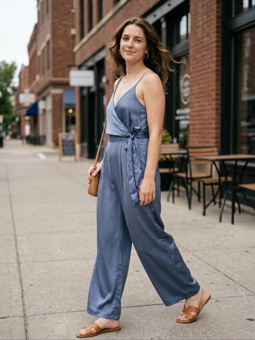 Cider Wide-leg Spaghetti Strap Jumpsuit Size L